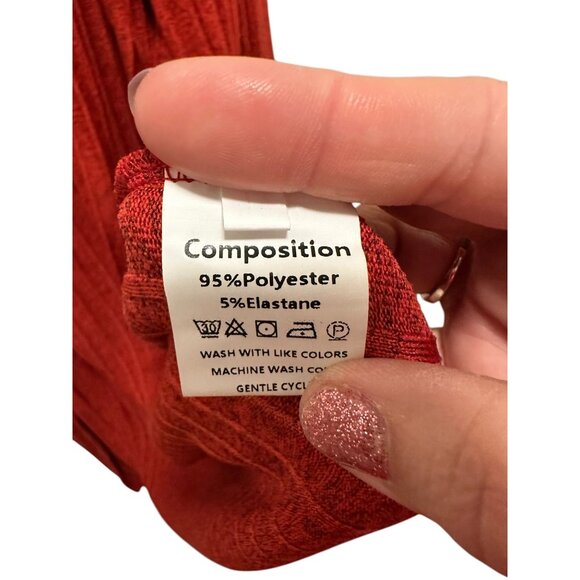 Long Open Front Red Ribbed Cardigan Duster With Long Sleeves 95% Polyester & Com - Picture 4 of 5